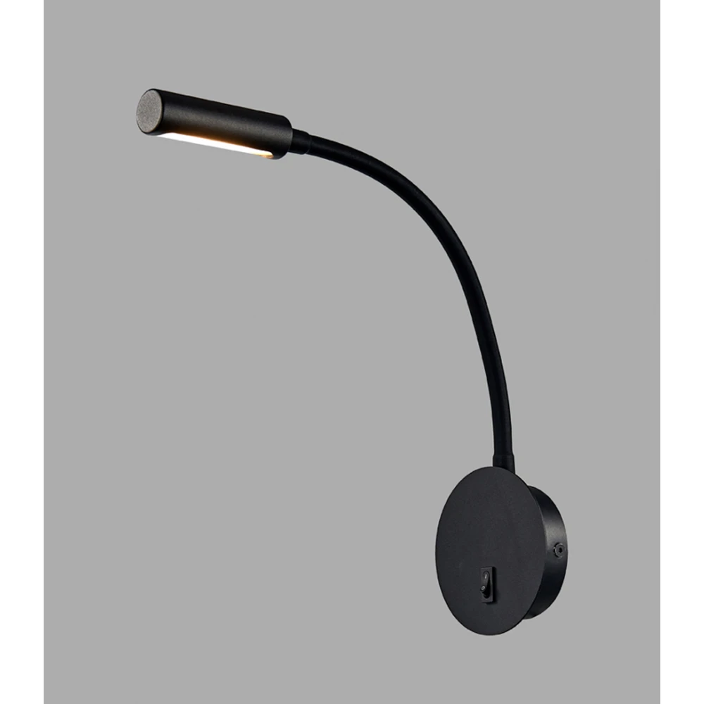 LED Μαύρη Απλίκα Ανάγνωσης Με Σπιράλ Από PVC 3W 240Lm 3000K, FLEXA LUCIDO