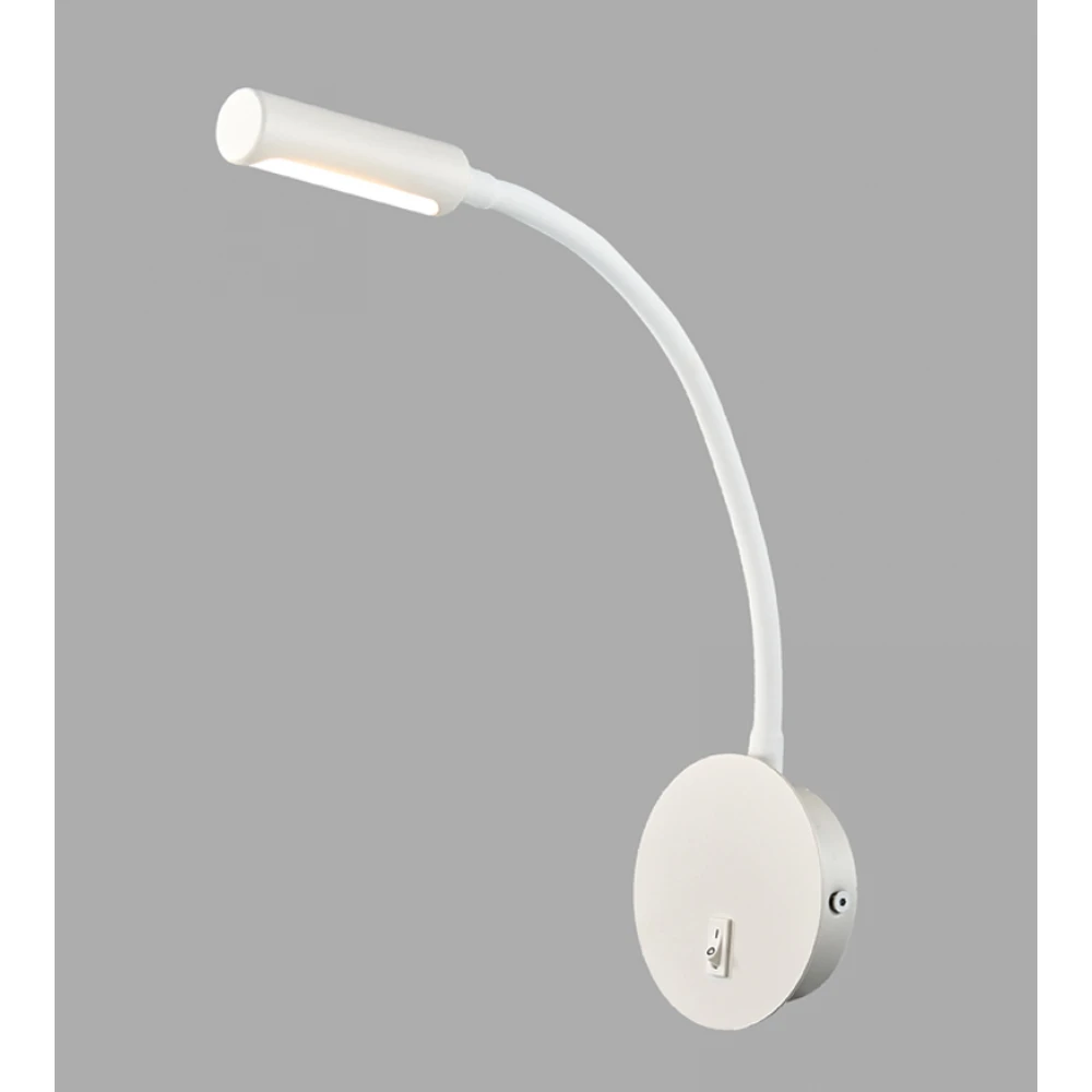 LED Λευκή Απλίκα Ανάγνωσης Με Σπιράλ Από PVC 3W 240Lm 3000K, LETTO LUCIDO