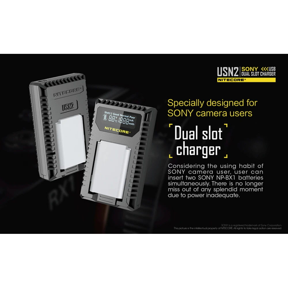 Φορτιστής NITECORE USN2 για SONY