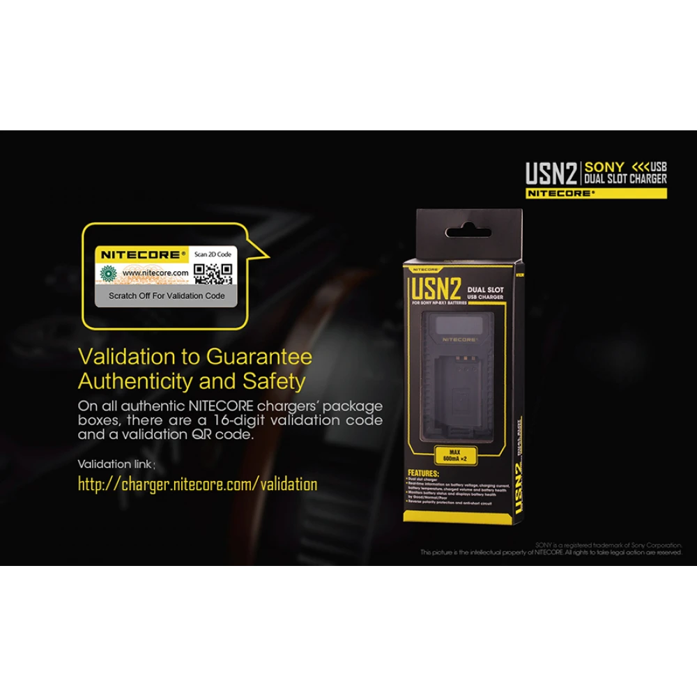 Φορτιστής NITECORE USN2 για SONY