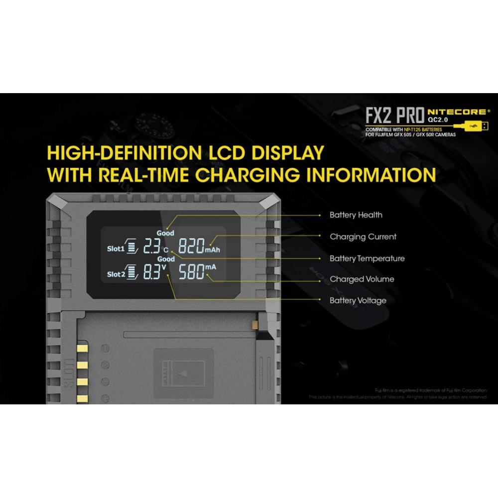 Φορτιστής NITECORE FX2 Για Fujifilm NP-T125