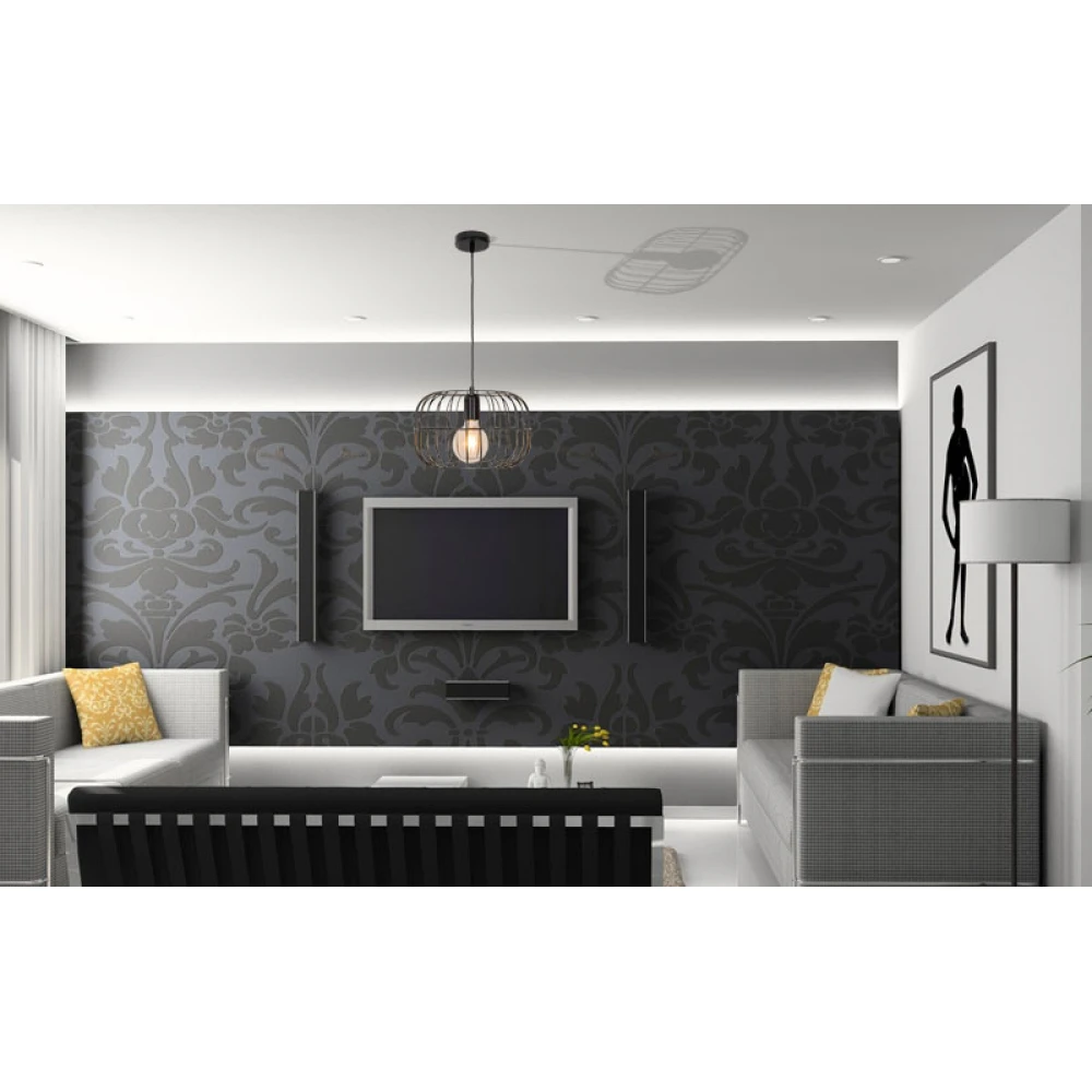 Κρεμαστό Μονόφωτο Φωτιστικό Μεταλλικό σε Μαύρο Ματ E27 Zenith VIOKEF