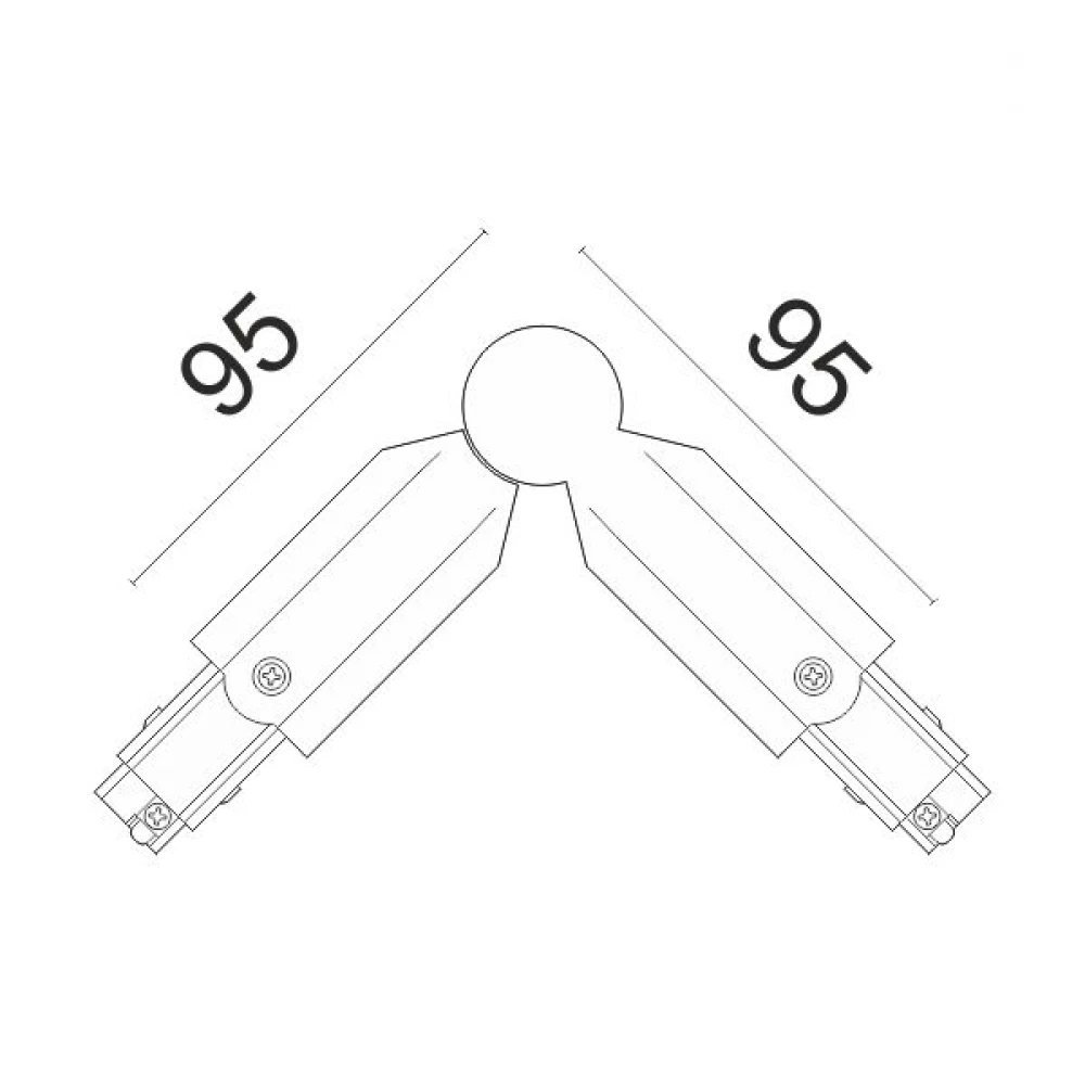 Σύνδεσμος Γωνία Δεξιά/Αριστερή Τριφασικής Ράγας Οροφής 4 Καλωδίων Μαύρο Spotlight
