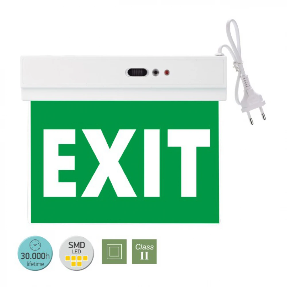 LED SMD Φωτιστικό Ασφαλείας Οροφής Από Πλαστικό Σε Λευκό Με Ένδειξη EXIT 230V IP20 Spotlight