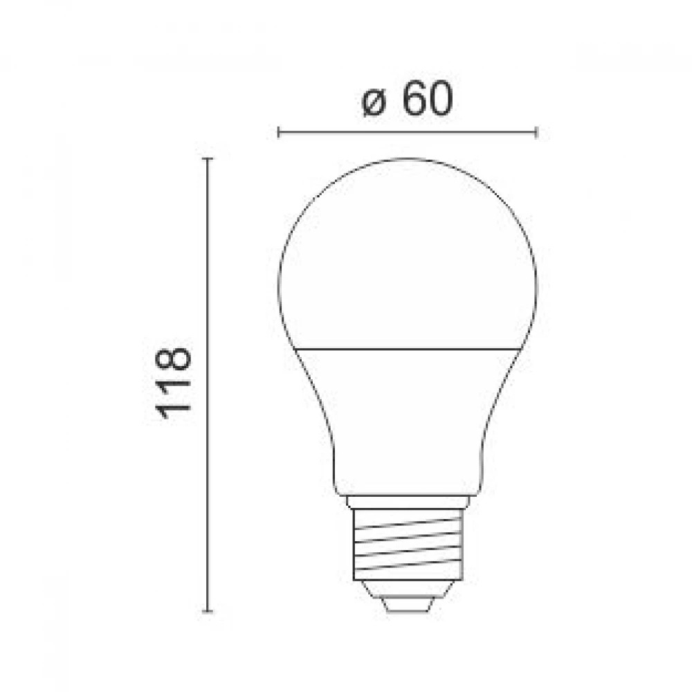 LED SMD Λάμπα Από Πλαστικό E27 A60 12W 180° 230V Θερμό 3000K Spotlight