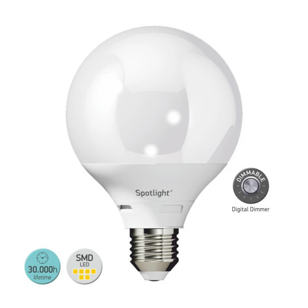 LED SMD Λάμπα Από Πλαστικό E27 G95 Μπάλα 12W 180° 230V Θερμό Λευκό 3000Κ Dimmable Spotlight