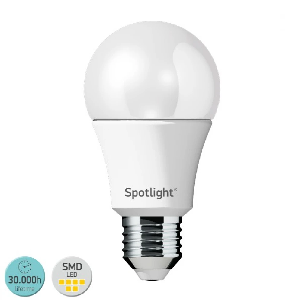 LED SMD Λάμπα Από Πλαστικό E27 A60 12W 180° 230V Θερμό 3000K Spotlight