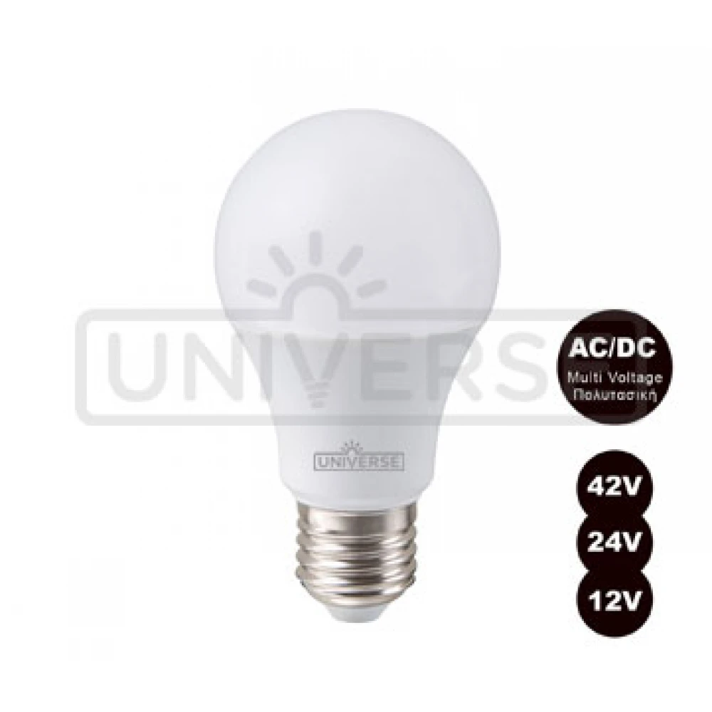 Λάμπα A60 LED 10W - 12/ 24/ 42V Ουδέτερο Λευκό 4000Κ Universe