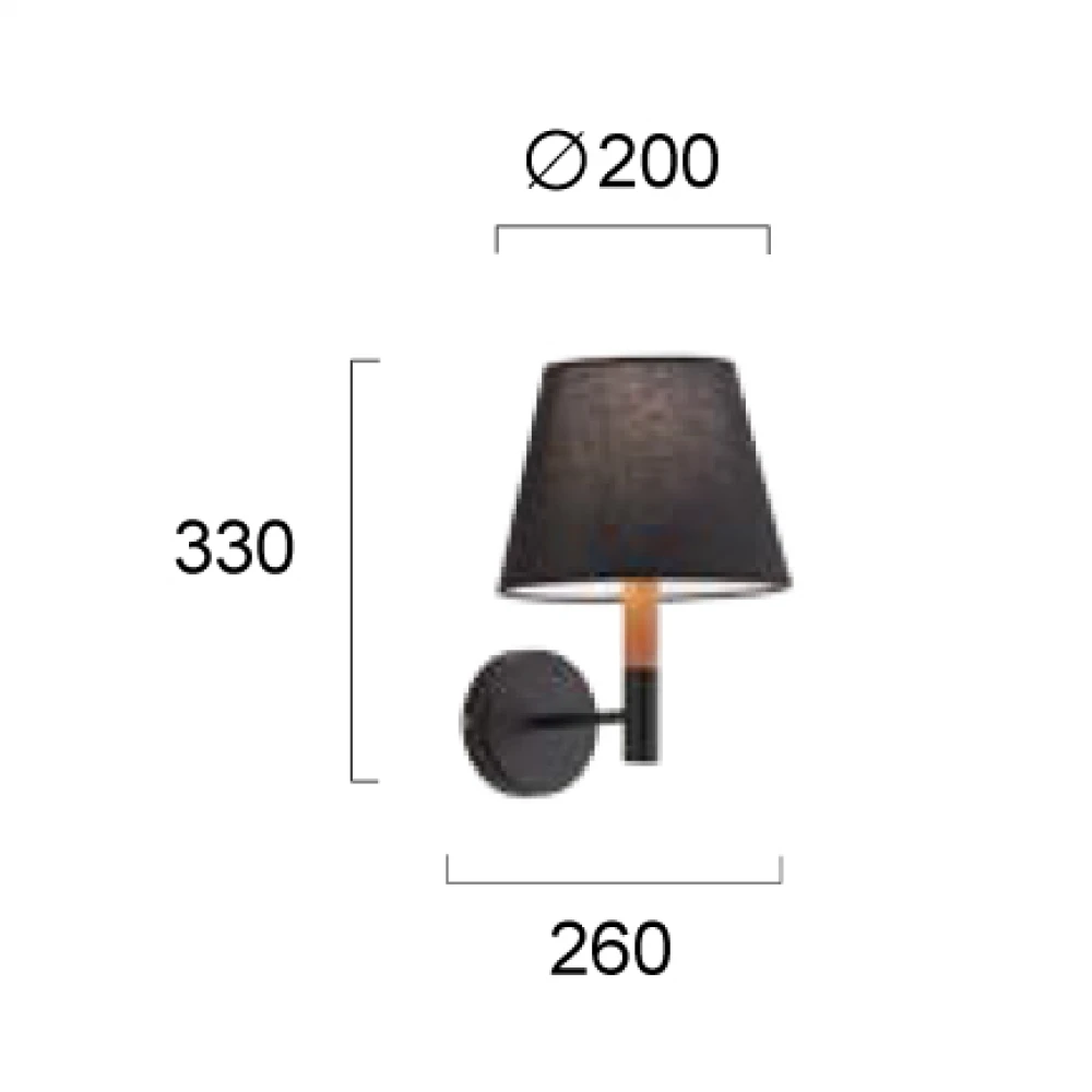 Μεταλλικό Επίτοιχο Φωτιστικό Με PVC Πλαστικοποιημένο Καπέλο Σε Μαύρο Με Ξύλο 1xE27 VILLY VIOKEF