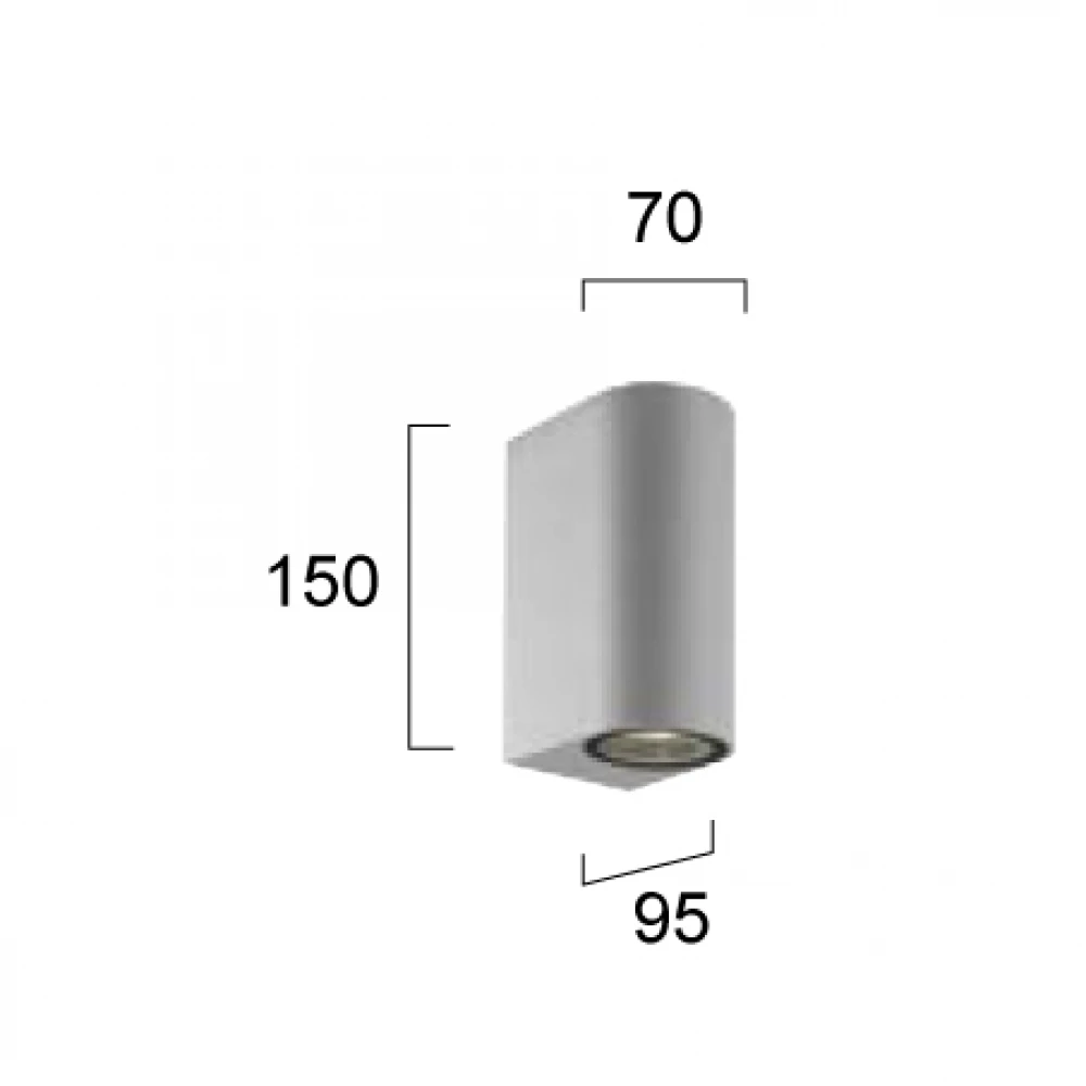 Μεταλλικό Επίτοιχο Φωτιστικό Από Αλουμίνιο Σε Γκρι H:150 2xGU10 IP44 TILOS VIOKEF