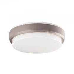 LED Πλαστικό Φωτιστικό Πλαφονίερα 10W Σε Ασημί Με PC Διαχύτη Ø209 IP54 LEROS PLUS VIOKEF