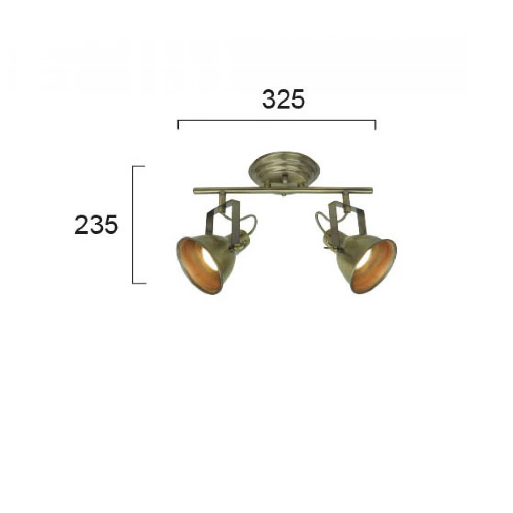 Vintage Μεταλλικό Φωτιστικό Οροφής Σποτ Στυλ Ράγας Σε Λαδί Χρυσό 2xE14 PRAGA VIOKEF