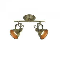 Vintage Μεταλλικό Φωτιστικό Οροφής Σποτ Στυλ Ράγας Σε Λαδί Χρυσό 2xE14 PRAGA VIOKEF