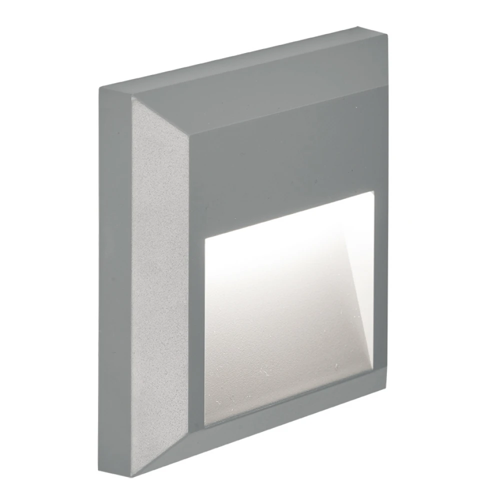 Φωτιστικό Απλίκα Πλαστική LED Τετράγωνη 3W cct Σε Γκρι Χρώμα Leros Plus VIOKEF