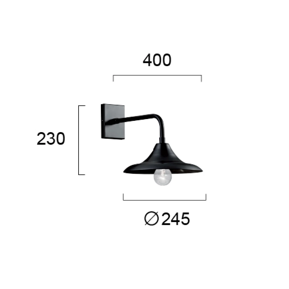 Φωτιστικό Μεταλλική Απλίκα Με Καπέλο Σε Μαύρο Χρώμα Matta Ε27 IP23 VIOKEF