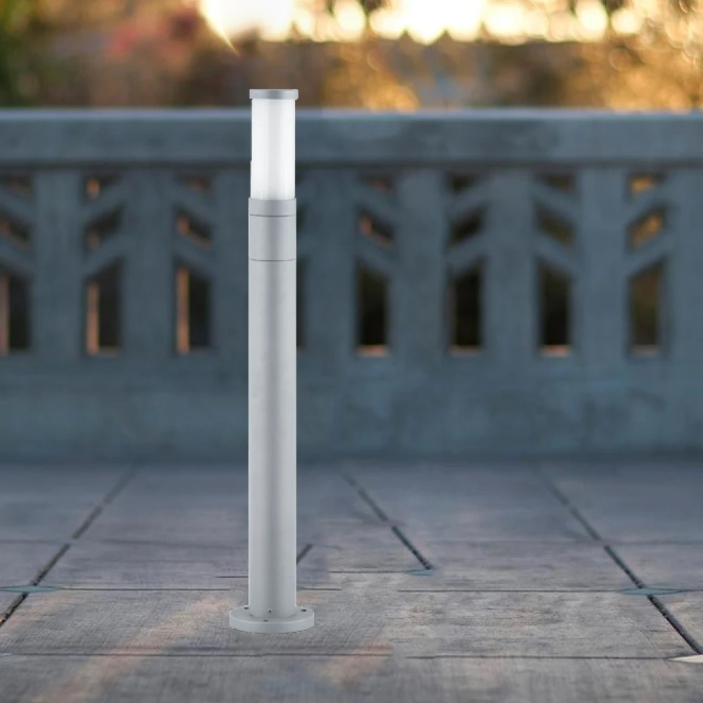 Εξωτερικό Κολωνάκι Αλουμινίου Με Σκιάδιο Από Γυαλί H750 Σε Γκρι/Λευκό Χρώμα 1xE27 CAVO VIOKEF