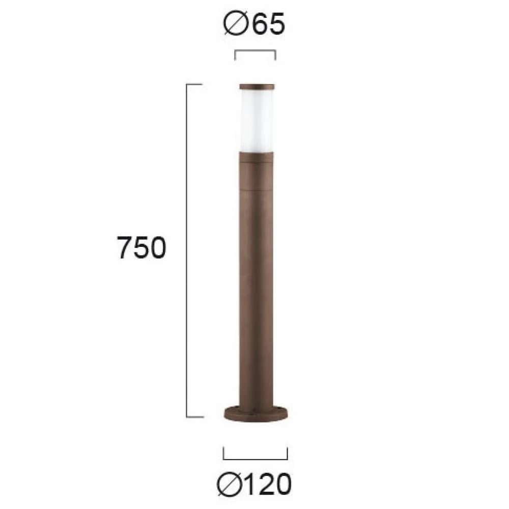 Εξωτερικό Κολωνάκι Αλουμινίου Με Σκιάδιο Από Γυαλί H750 Σε Καφέ Χρώμα 1xE27 CAVO VIOKEF