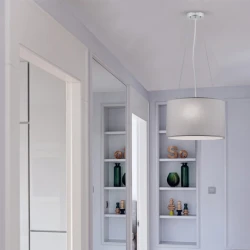 Κρεμαστό Φωτιστικό Με Καπέλο Ανοιχτό Γκρι Και Ανάρτηση Χρώμιο 3xE27 Bristol VIOKEF