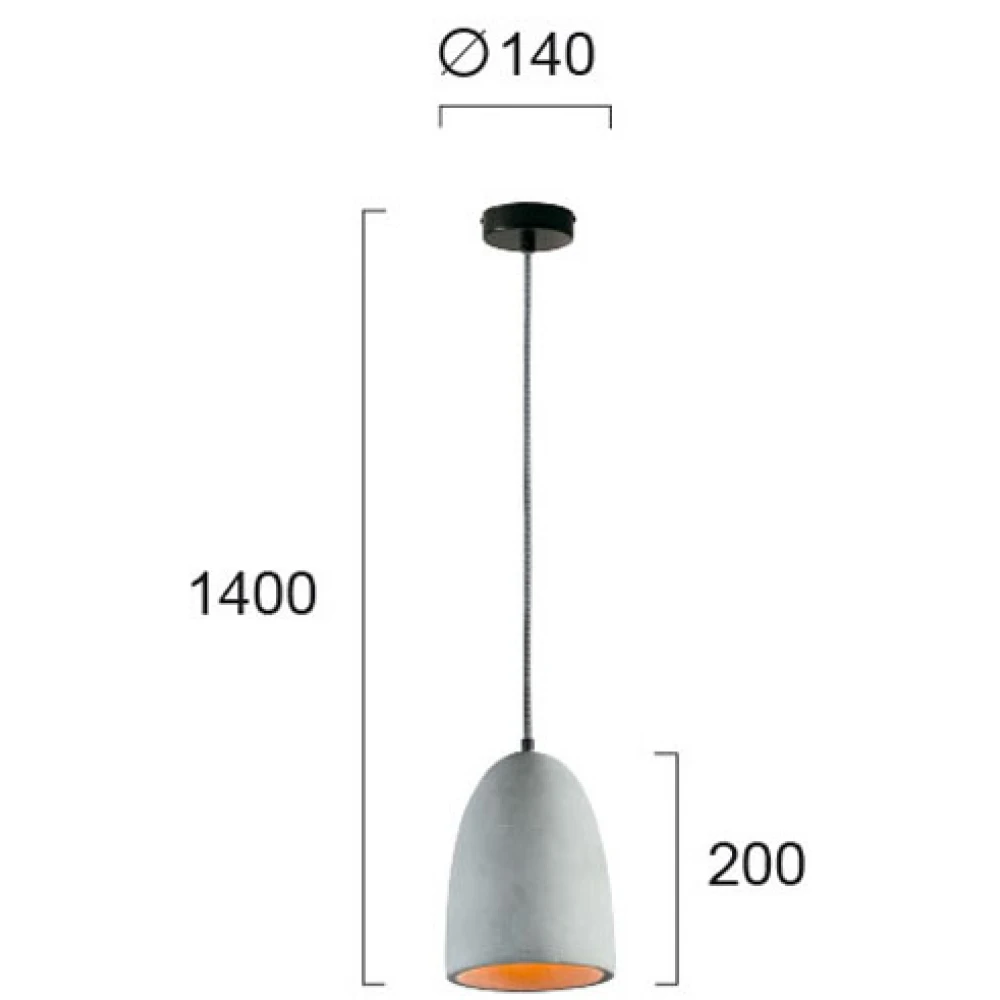 Μονόφωτο Κρεμαστό Φωτιστικό Από Τσιμέντο Και Ανάρτηση Μαύρη E27 D:140 ANISHA VIOKEF