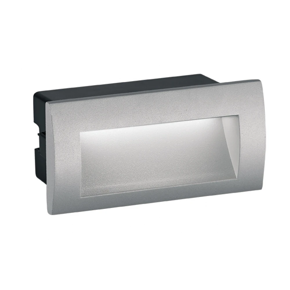 LED Εξωτερικό Χωνευτό Επιτοίχιο Φωτιστικό 4W Αλουμινίου Σε Γκρι Χρώμα Riva 140x70 VIOKEF 