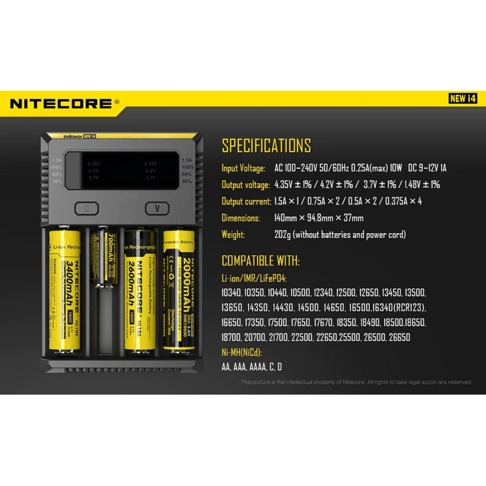 ΦΟΡΤΙΣΤΗΣ NITECORE NEWi4, Τεσσάρων Θέσεων