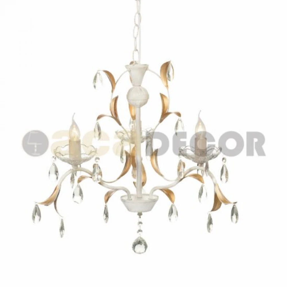 Κρεμαστό Φωτιστικό Μεταλλικό 3xΕ14 Πατίνα Χρυσό - Λευκό ACA