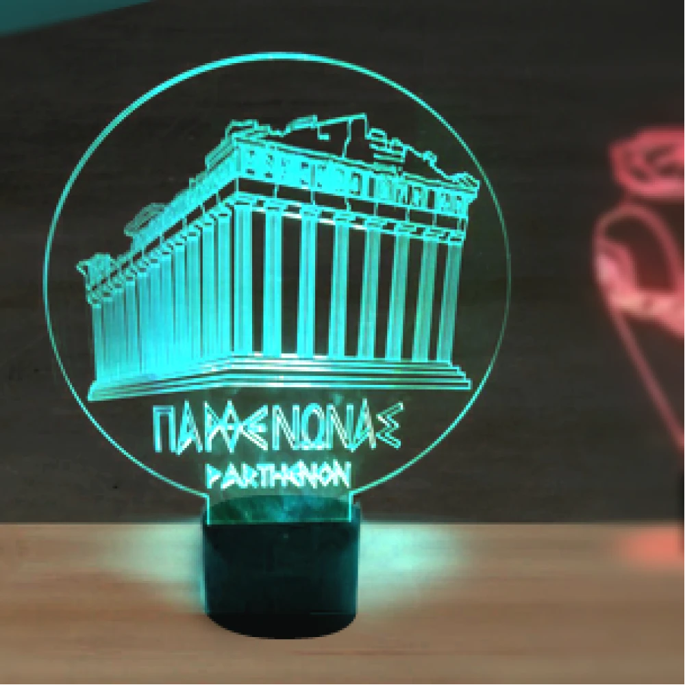 LED Φωτιστικό Χαραγμένο Plexiglass Με Σχέδιο Παρθενώνας Με Διακόπτη ON/OFF AlphaLed