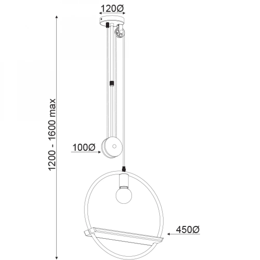 Vintage Κρεμαστό Φωτιστικό Από Μέταλλο Και Ξύλο Σε Δύο Μεγέθη 1xE27 ACA
