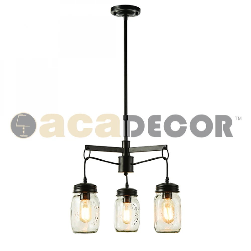 Φωτιστικό Οροφής Σε Σχήμα Βάζου Μαύρο 3xΕ27 ACA