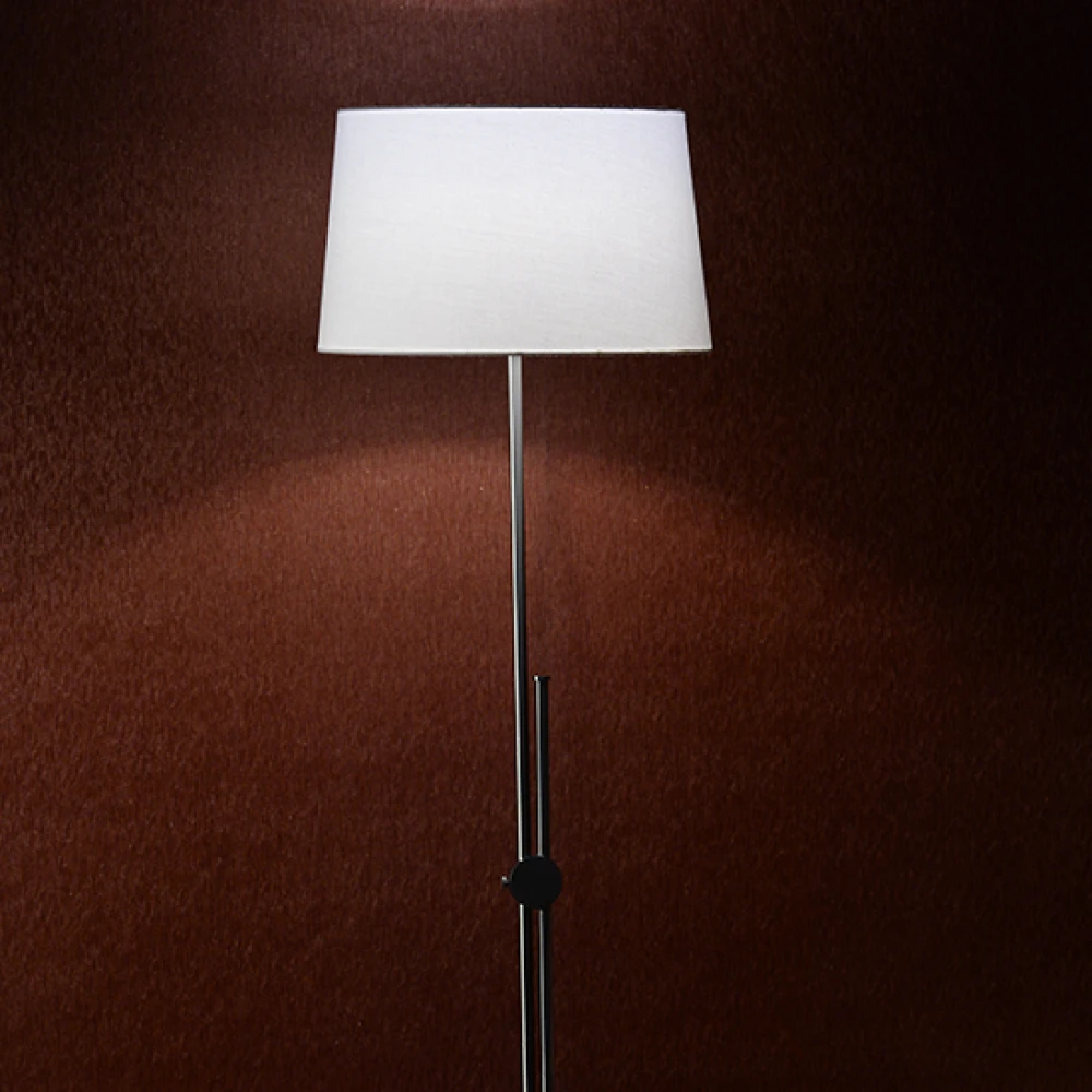 Μεταλλικό Επιδαπέδιο Φωτιστικό Με Λευκό Υφασμάτινο Καπέλο Σε Νίκελ 1xΕ27 ACA