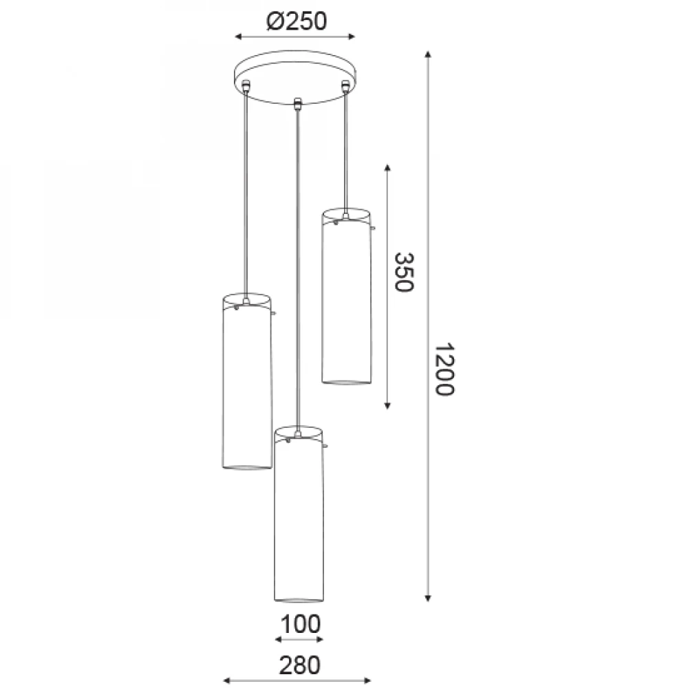 Γυάλινο Φωτιστικό Οροφής Κύλινδρος Σε Διάφορα Χρώματα 3xE27 Aca