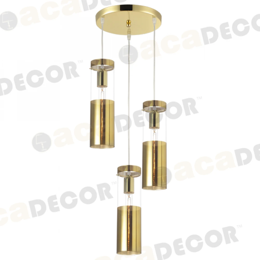 Γυάλινο Φωτιστικό Οροφής Κύλινδρος Σε Διάφορα Χρώματα 3xE27 Aca