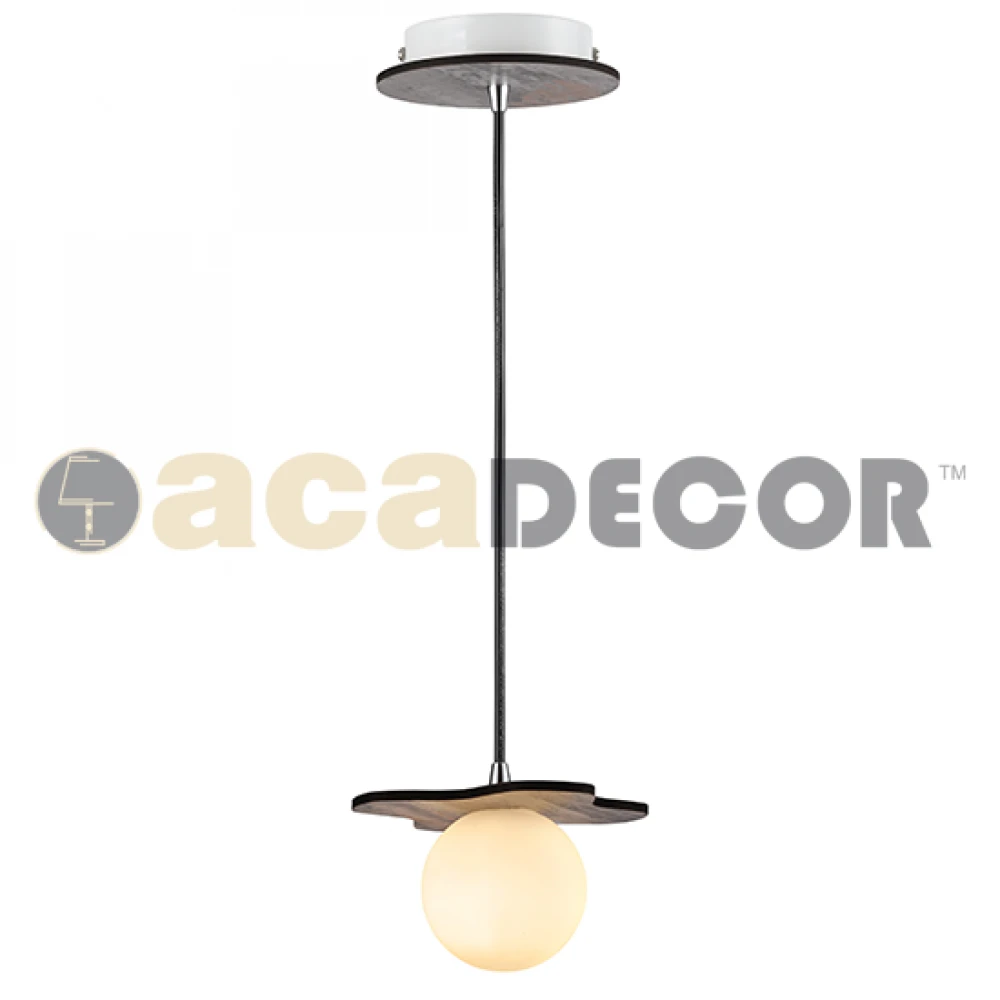 Ξύλινο Κρεμαστό Φωτιστικό Με Γυάλινη Μπάλα Σε Δύο Χρώματα 1xG9 ACA