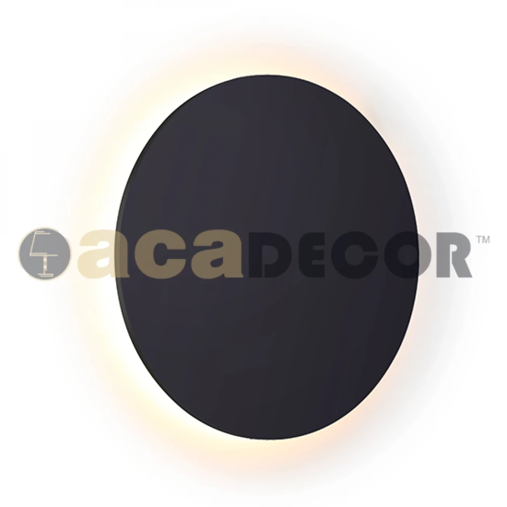 LED Ξύλινο Επίτοιχο Φωτιστικό Μαύρο Ø30cm ACA