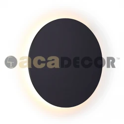 LED Ξύλινο Επίτοιχο Φωτιστικό Μαύρο Ø14cm ACA