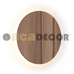 LED Ξύλινο Επίτοιχο Φωτιστικό Απόχρωση Σκούρου Ξύλου Ø22cm ACA
