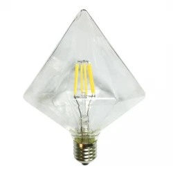 Λάμπα Led Filament Διαφανές Διαμάντι Ø125mm Ε27 6W 230V/Ac Ντιμαριζόμενη 2700k Aca