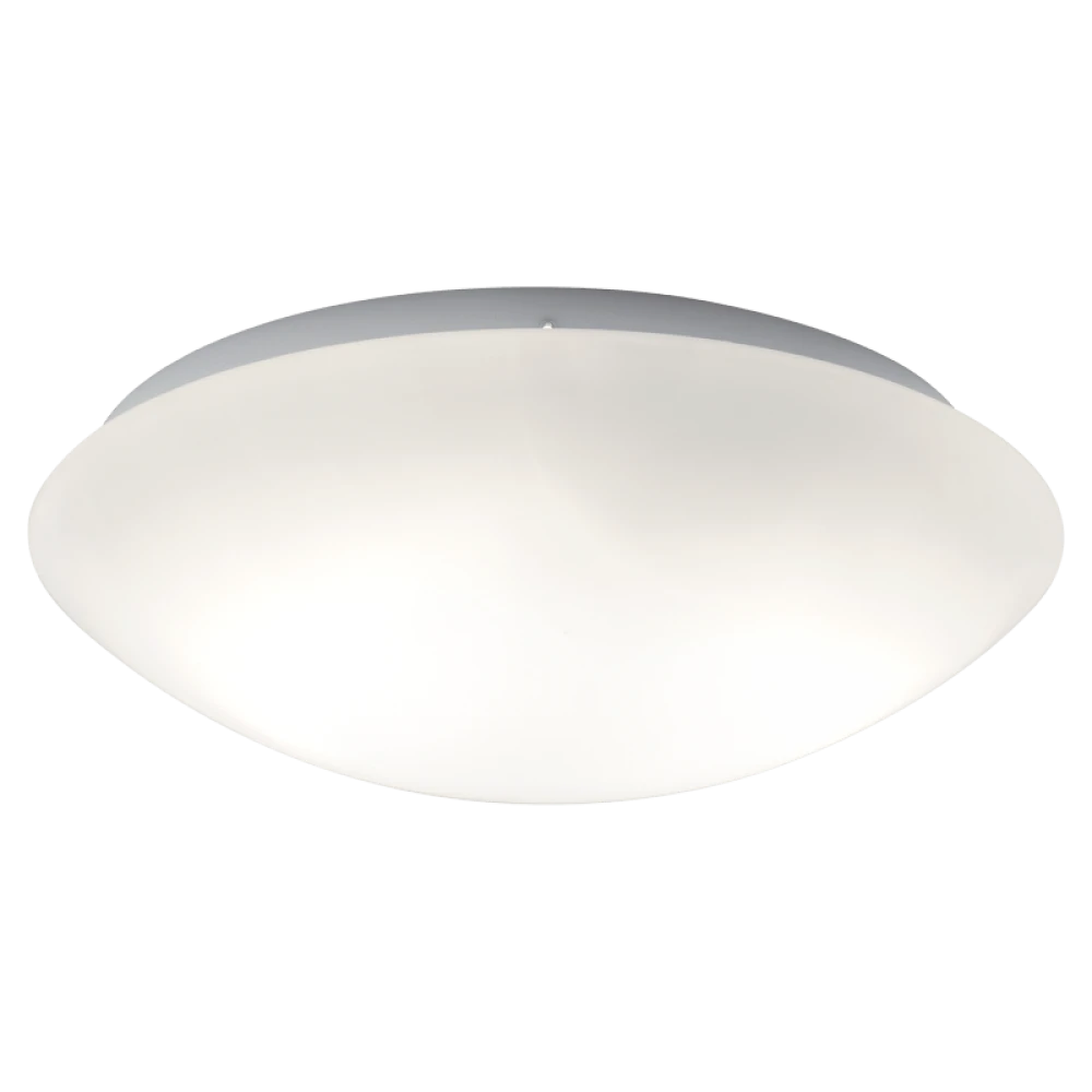 Πλαφονιέρα Από Οπάλ Σατινάτο Γυαλί Και Λευκή Μεταλλική Βάση Μεσαίο Μέγεθος Disk VIOKEF