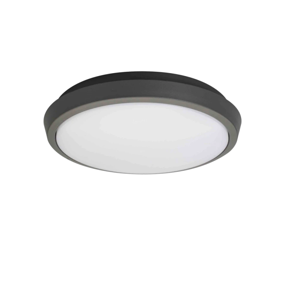 LED Εξωτερική Πλαφονιέρα 10W Στρογγυλή Αλουμινίου Ανθρακί Με PC Σκιάδιο IP54 TIBUOK VIOKEF