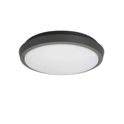 LED Εξωτερική Πλαφονιέρα 10W Στρογγυλή Αλουμινίου Ανθρακί Με PC Σκιάδιο IP54 TIBUOK VIOKEF