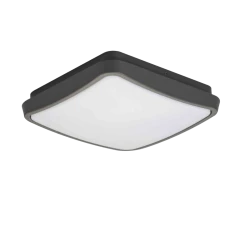 LED Εξωτερική Πλαφονιέρα 10W Τετράγωνη Αλουμινίου Ανθρακί Με PC Σκιάδιο IP54 TIBUOK VIOKEF