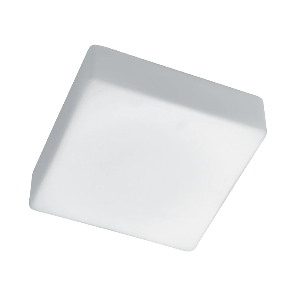 Πλαφονιέρα Τετράγωνη Από Οπάλ Σατινάτο Γυαλί Και Λευκή Μεταλλική Βάση 160X160 Tito VIOKEF