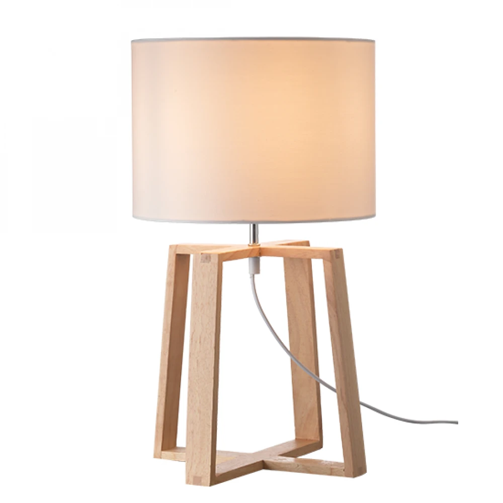 Πορτατίφ Από Ξύλο Και Υφασμάτινο Καπέλο Σε Λευκό ή Μαύρο Χρώμα 1x E14 max 40W ACA