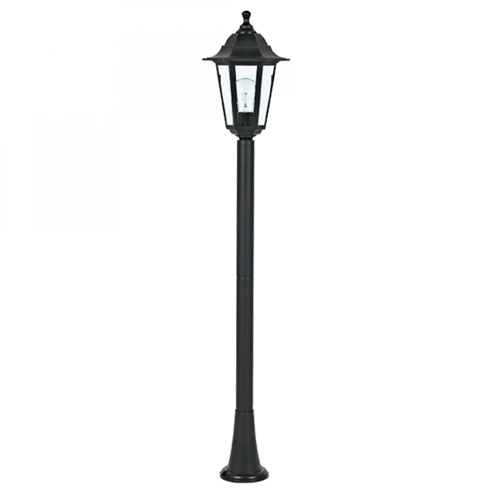 Κολώνα Εξωτερικού Χώρου Φανάρι Σε Μαύρο Χρώμα Εξάγωνη 105cm IP44 1x E27 ACA