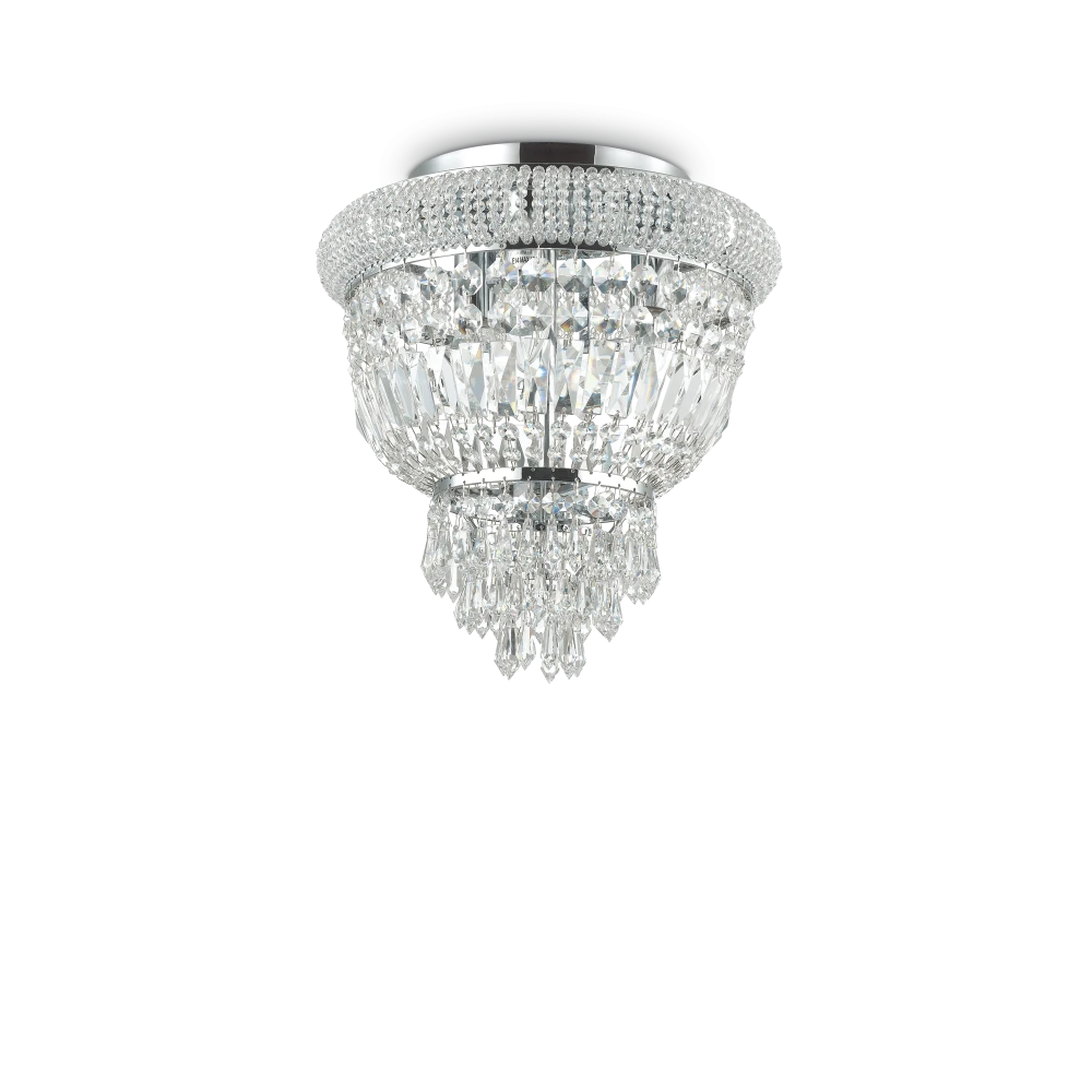 Πλαφονιέρα Κρυστάλλινη Σε Χρωμέ Ø32cm 3 x E14 40W DUBAI PL3 IDEAL LUX