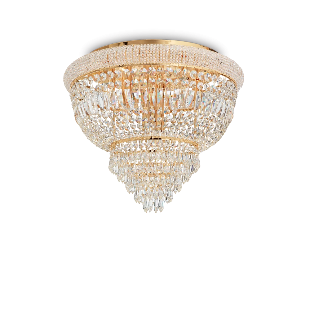 Πλαφονιέρα Κρυστάλλινη Σε Ορείχαλκο Ø52cm 6 x E14 40W DUBAI PL6 IDEAL LUX