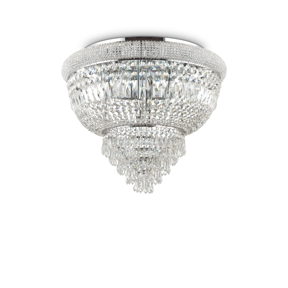 Πλαφονιέρα Κρυστάλλινη Σε Χρωμέ Ø52cm 6 x E14 40W DUBAI PL6 IDEAL LUX