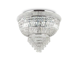 Πλαφονιέρα Κρυστάλλινη Σε Χρωμέ Ø52cm 6 x E14 40W DUBAI PL6 IDEAL LUX