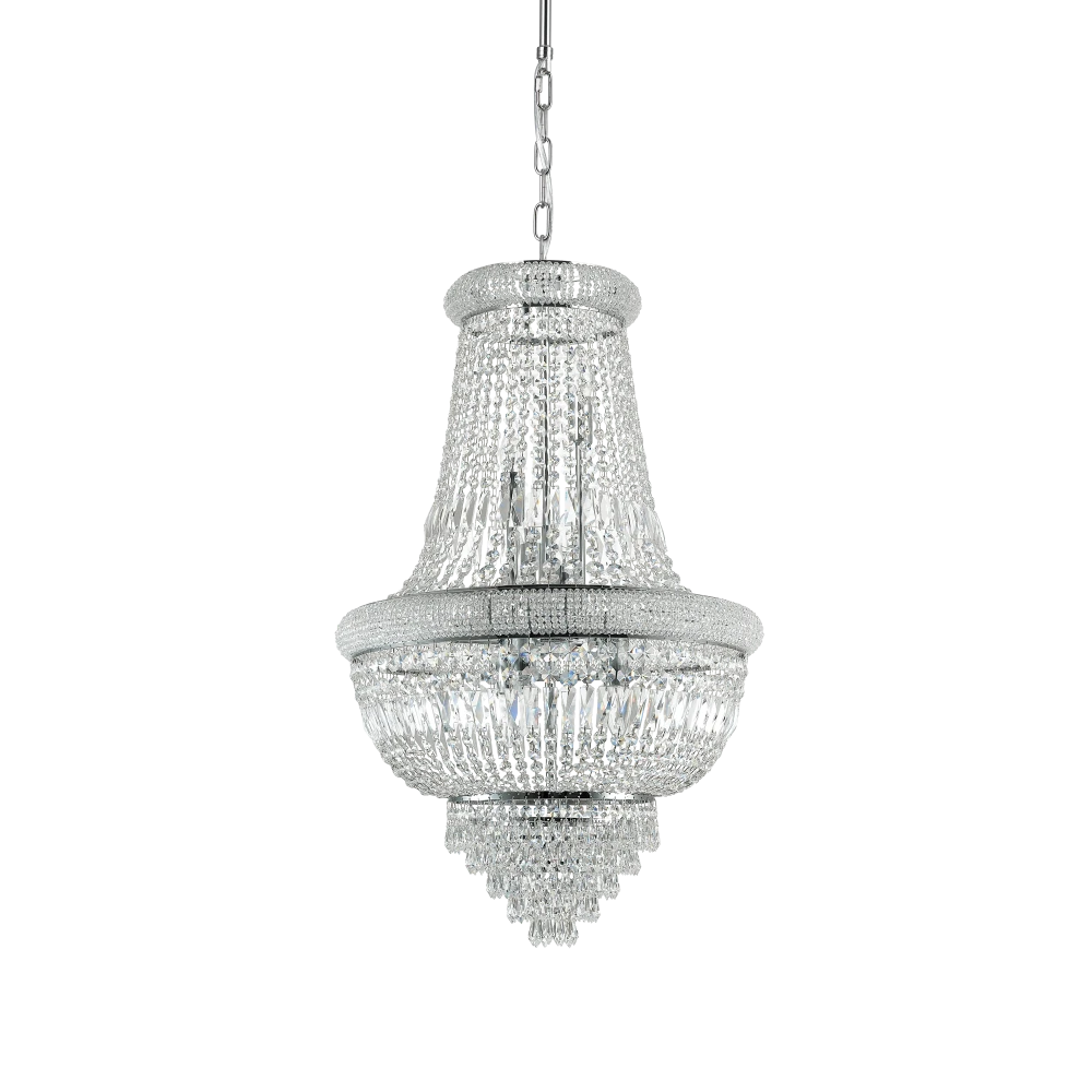 Κλασσικό Φωτιστικό Κρυστάλλινο Σε Χρωμέ ή Ορείχαλκο Ø52cm 10 x E14 40W DUBAI SP10 IDEAL LUX