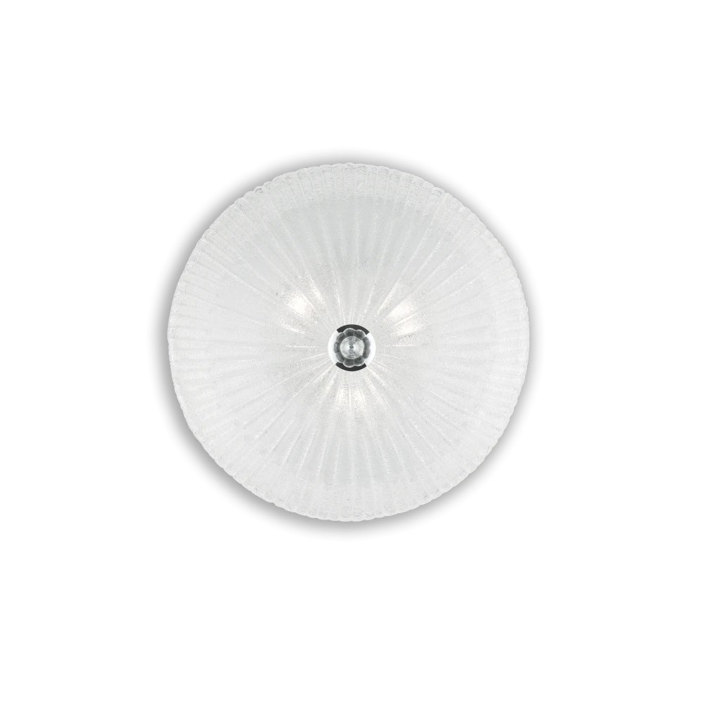 Πλαφονιέρα Τρίφωτη Γυάλινη Σε Διάφανο Χρώμα Ø 40 3x E27 max 60W SHELL PL3 IDEAL LUX